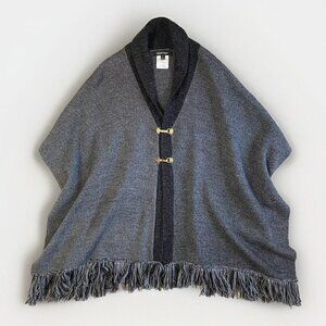 Ellen Tracy Western Equestrian Poncho Sweater Womens S Buckle Fringe Old‎ Money